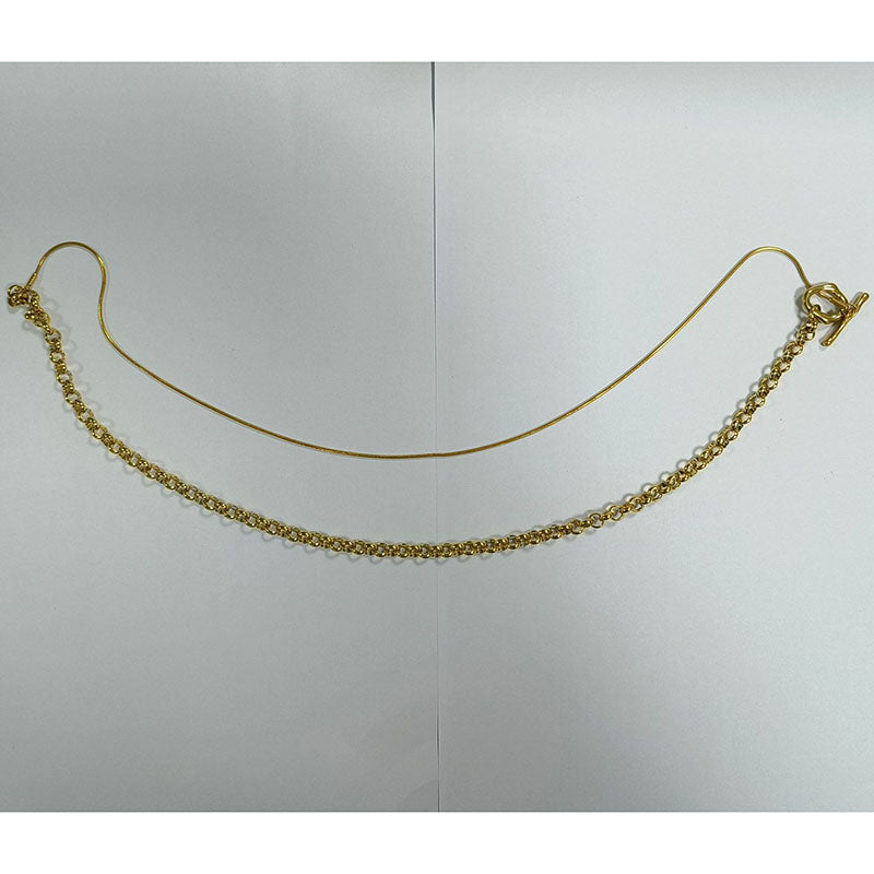 Fashion Blade Chain Plus Snake Chain Gold Stainless Steel Gold Plated Chain Double Layer Necklace