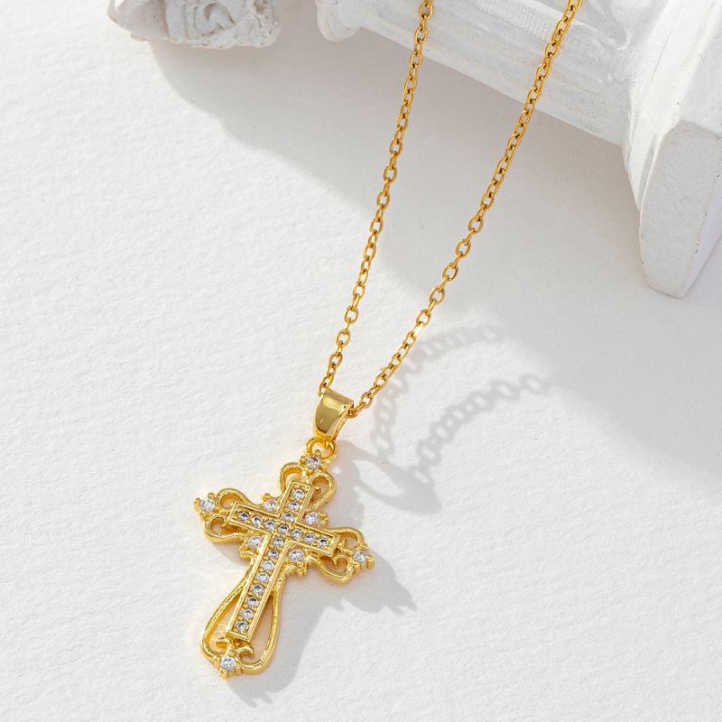 G Copper Diamond Cross Necklace