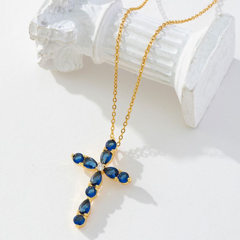 G Copper Diamond Cross Necklace