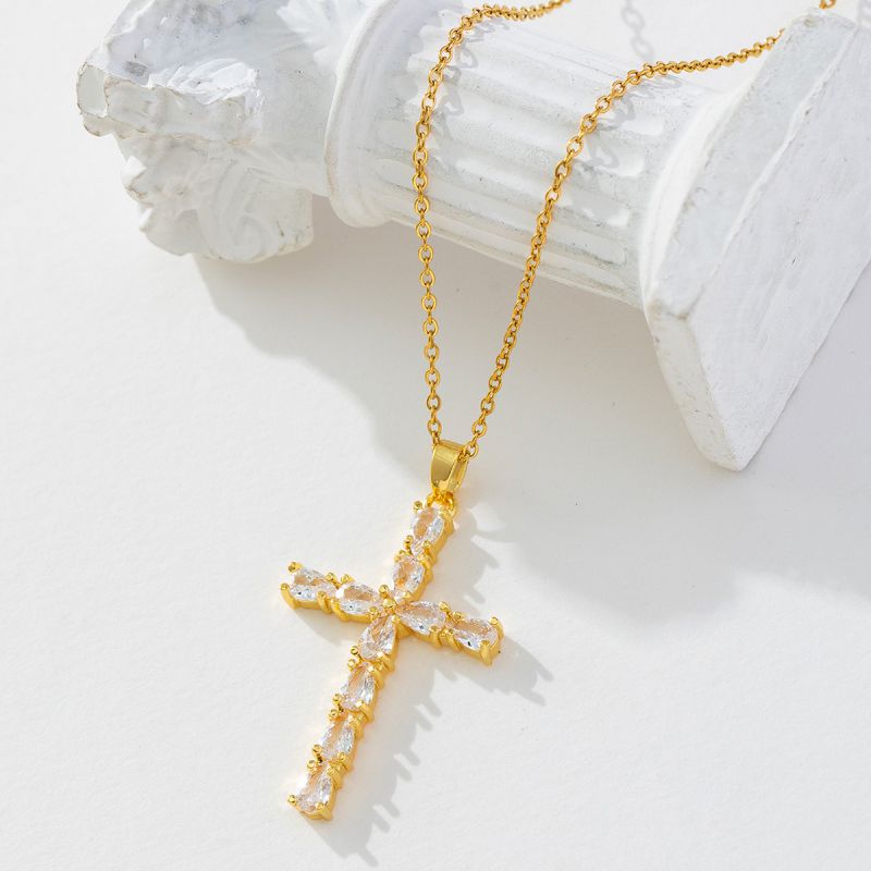 G Copper Diamond Cross Necklace