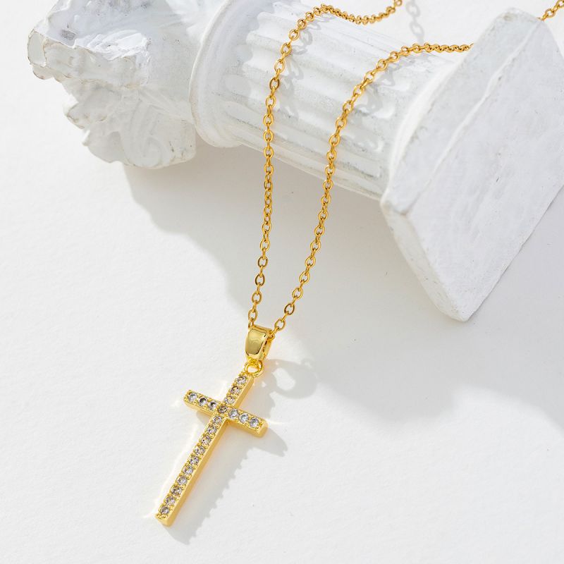 G Copper Diamond Cross Necklace