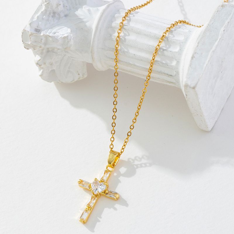 G Copper Diamond Cross Necklace