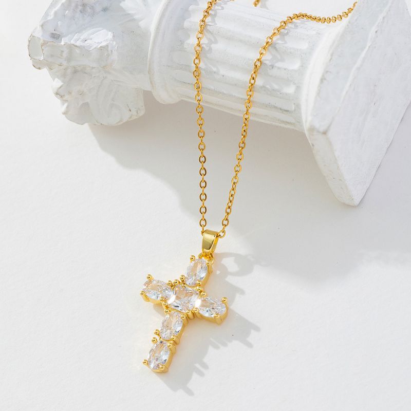 G Copper Diamond Cross Necklace