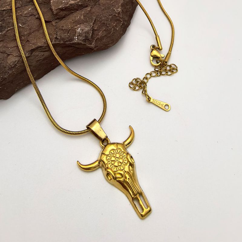 Style 1 Stainless Steel Bull Head Necklace