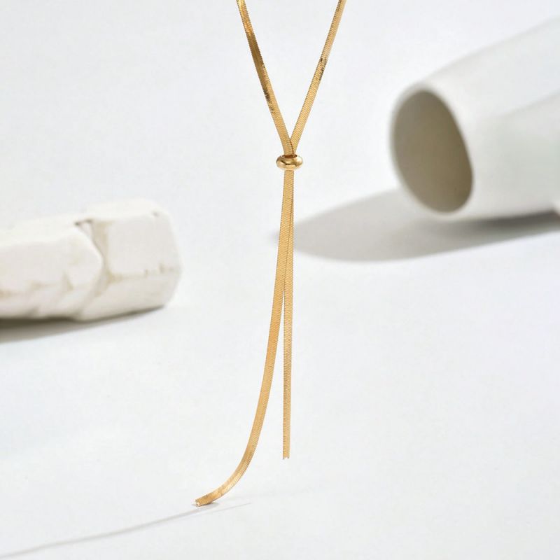 Gold Snake Bone Chain Y-shaped Necklace