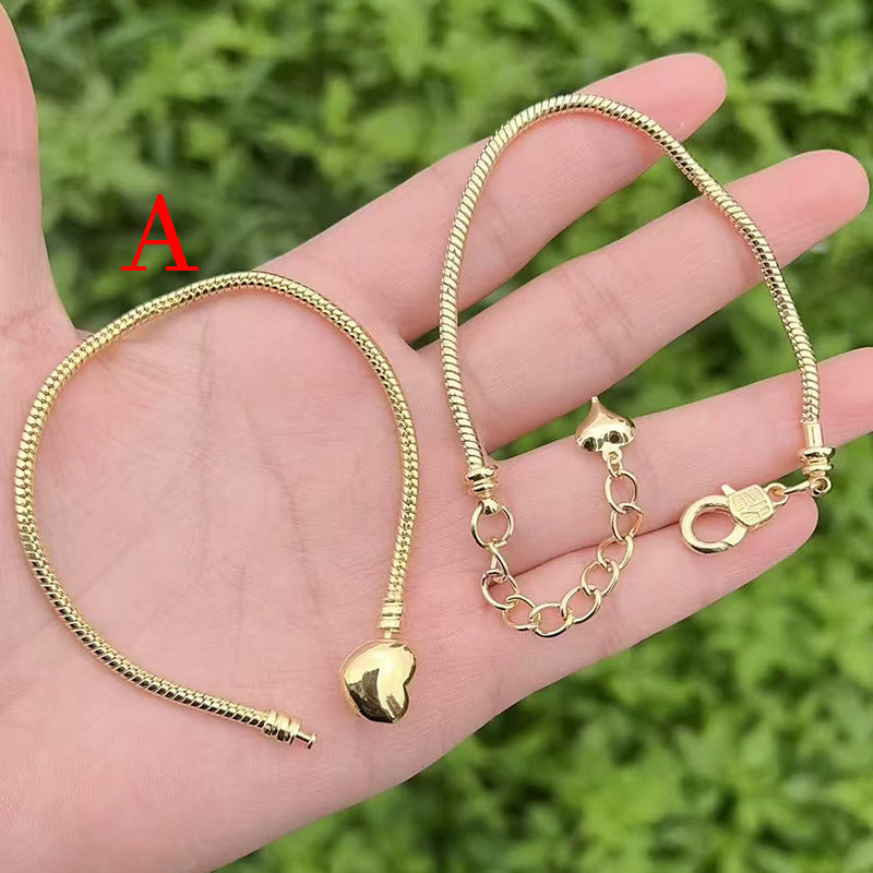 A Copper Gold-plated Heart Snake Bone Bracelet