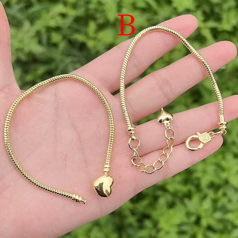 A Copper Gold-plated Heart Snake Bone Bracelet