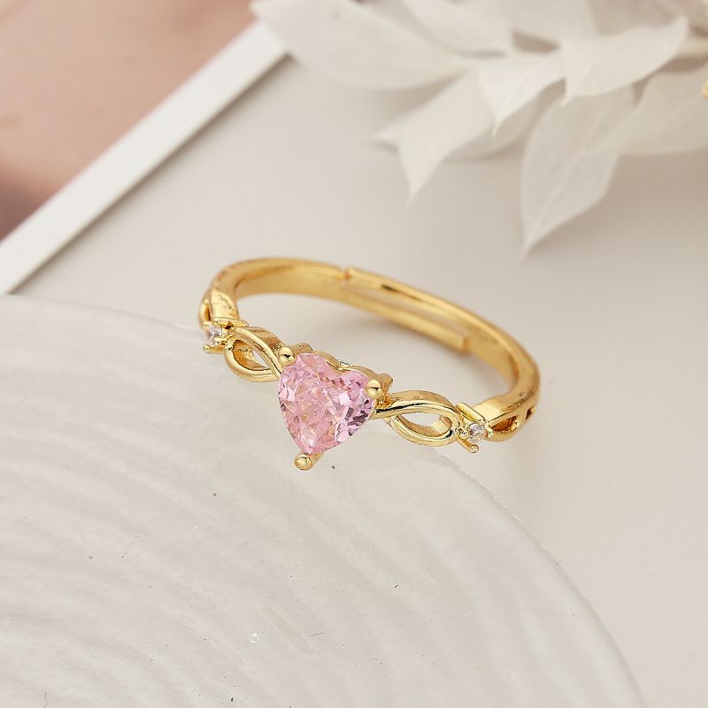 1# Copper Diamond Heart Ring