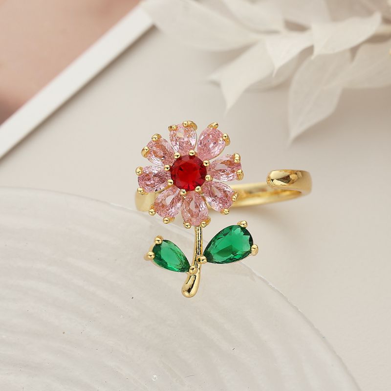 1# Copper Diamond Heart Ring