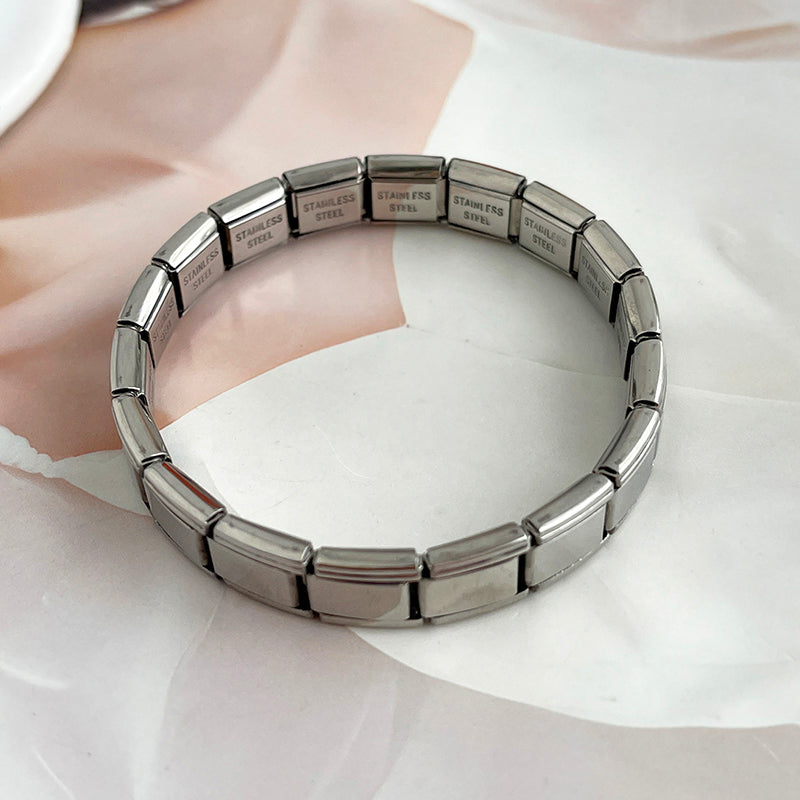 Gold Titanium Steel Square Module Bracelet