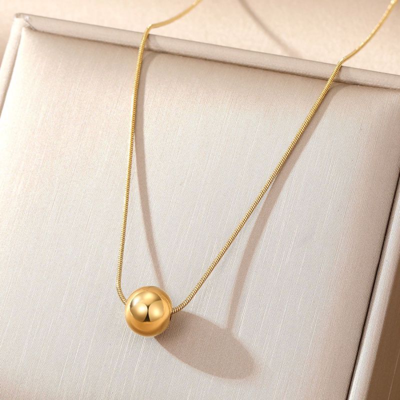 Necklace 2# Titanium Steel Arc Ball Lock Heart Necklace