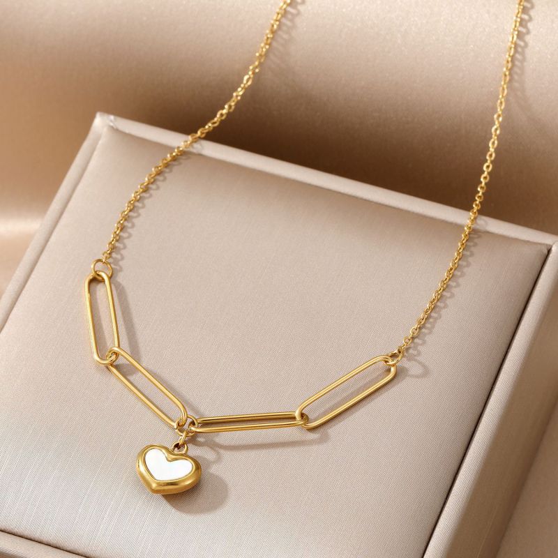 Necklace 2# Titanium Steel Arc Ball Lock Heart Necklace