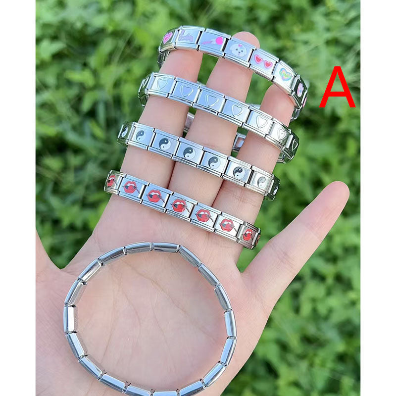 Bracelet J Copper Printed Square Modular Bracelet