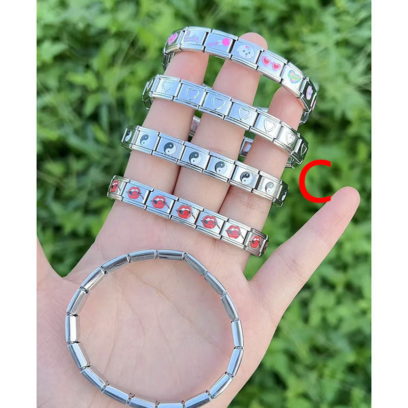 Bracelet J Copper Printed Square Modular Bracelet