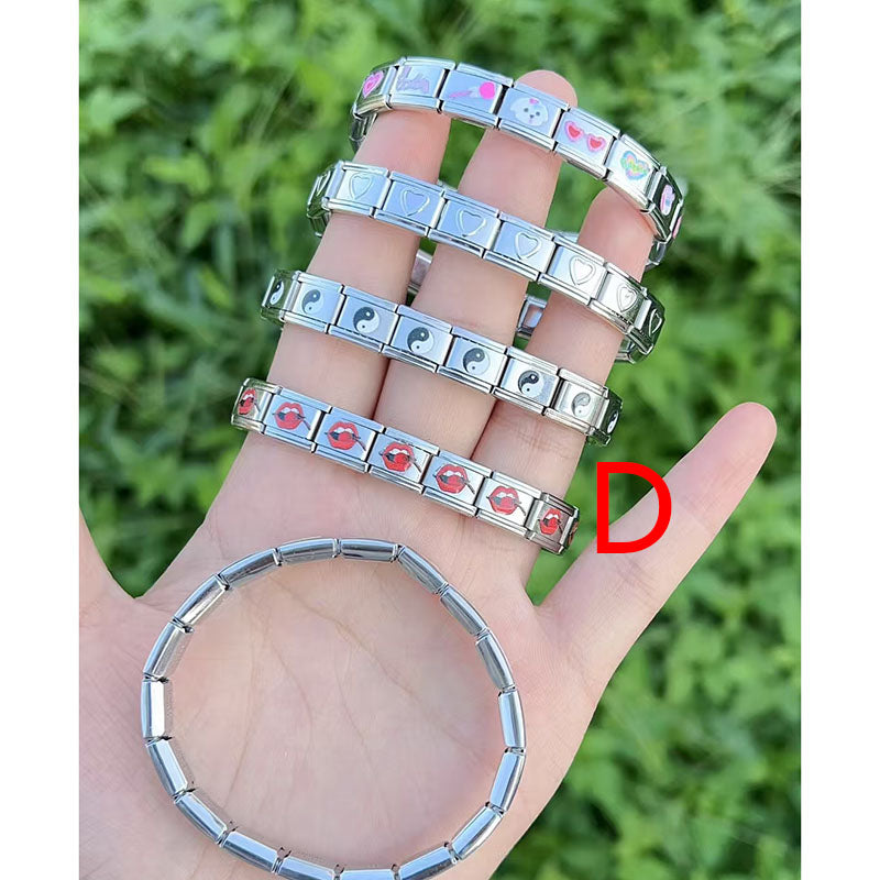 Bracelet J Copper Printed Square Modular Bracelet