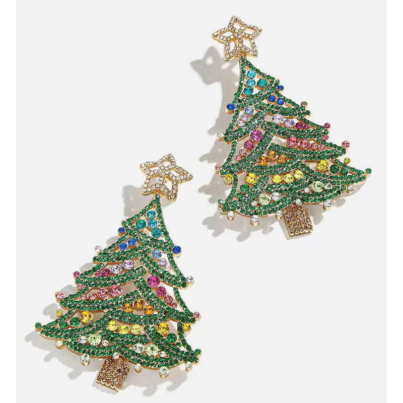 Christmas Series 7 Copper Diamond Santa Claus Wine Glass Christmas Tree Cane Gingerbread Man Earrings