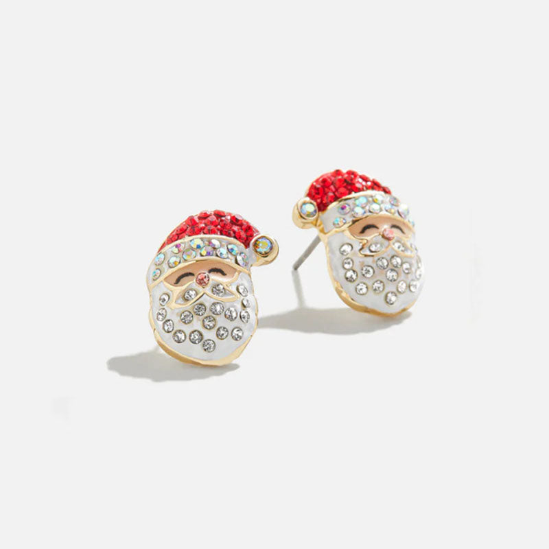 Christmas Series 7 Copper Diamond Santa Claus Wine Glass Christmas Tree Cane Gingerbread Man Earrings