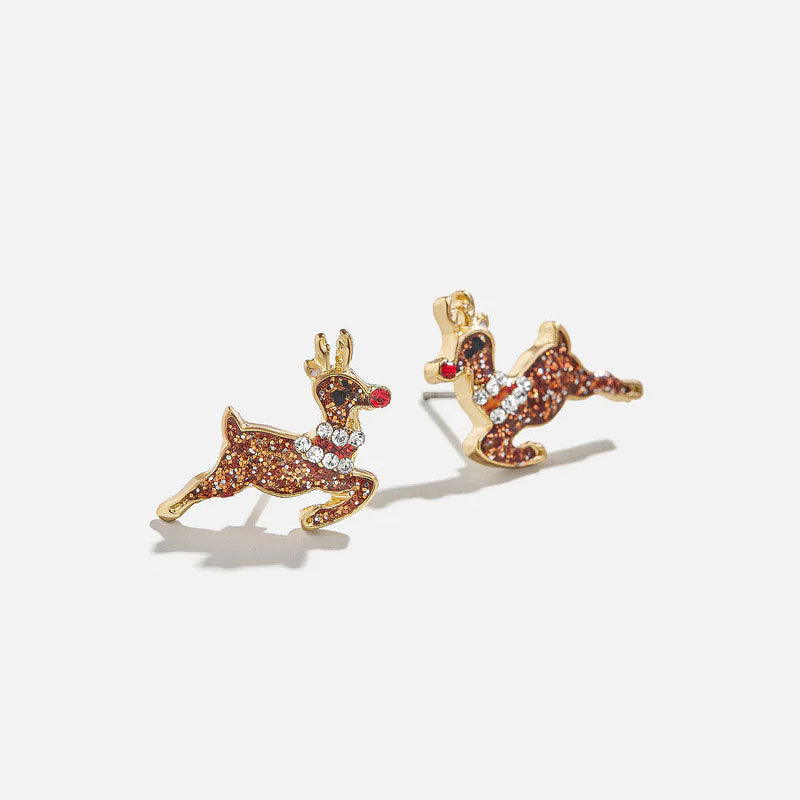 Christmas Series 7 Copper Diamond Santa Claus Wine Glass Christmas Tree Cane Gingerbread Man Earrings
