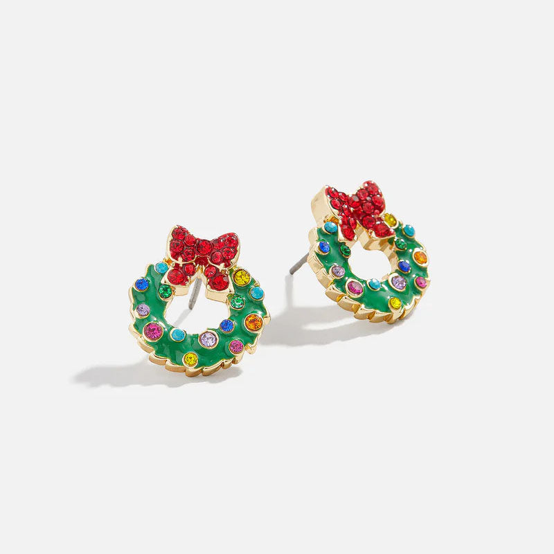 Christmas Series 7 Copper Diamond Santa Claus Wine Glass Christmas Tree Cane Gingerbread Man Earrings