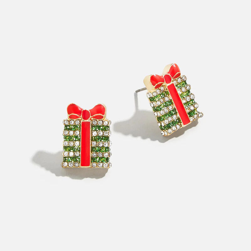 Christmas Series 7 Copper Diamond Santa Claus Wine Glass Christmas Tree Cane Gingerbread Man Earrings