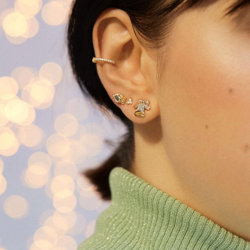 Christmas Series 7 Copper Diamond Santa Claus Wine Glass Christmas Tree Cane Gingerbread Man Earrings