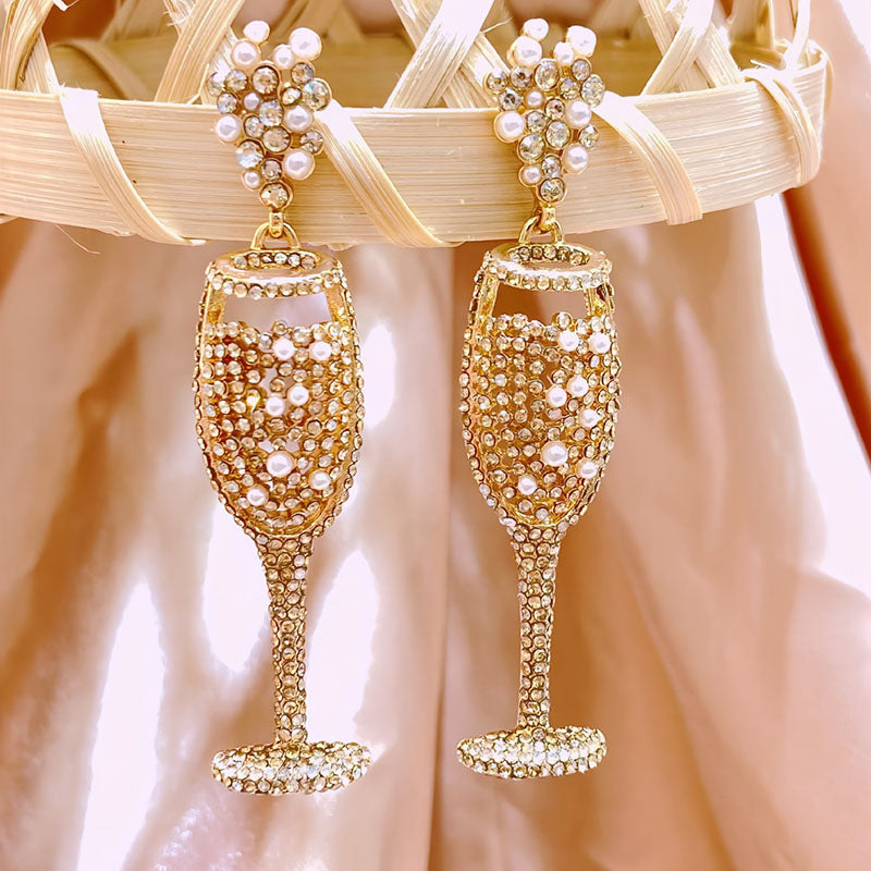 Christmas Series 7 Copper Diamond Santa Claus Wine Glass Christmas Tree Cane Gingerbread Man Earrings