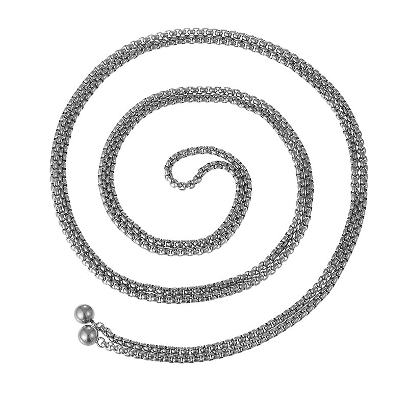 Gold Titanium Steel Plain Ring Necklace (150cm)