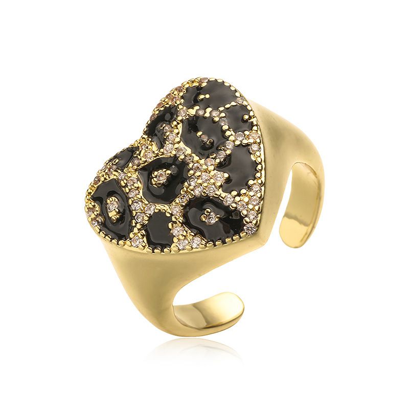 1 White Gold Champagne Diamond Round Leopard Print Ring (us Size 7) Copper Diamond Heart Round Ring