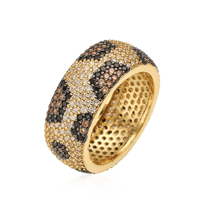 1 White Gold Champagne Diamond Round Leopard Print Ring (us Size 7) Copper Diamond Heart Round Ring