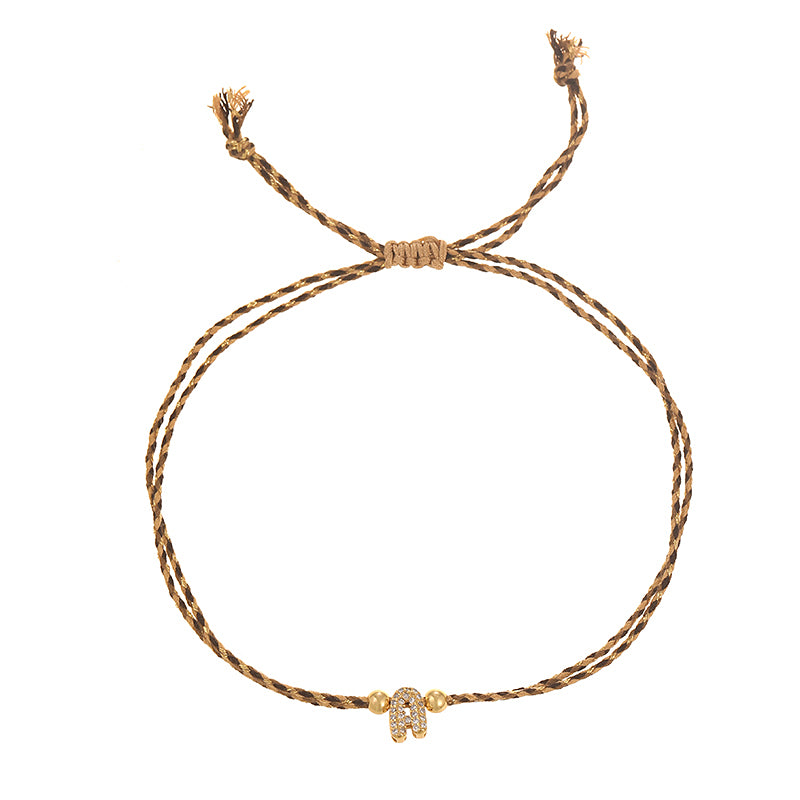 A Copper 26 Letter Beaded Double Layer Braided Bracelet (4mm)