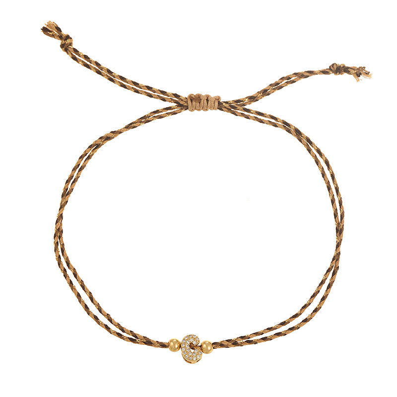 A Copper 26 Letter Beaded Double Layer Braided Bracelet (4mm)