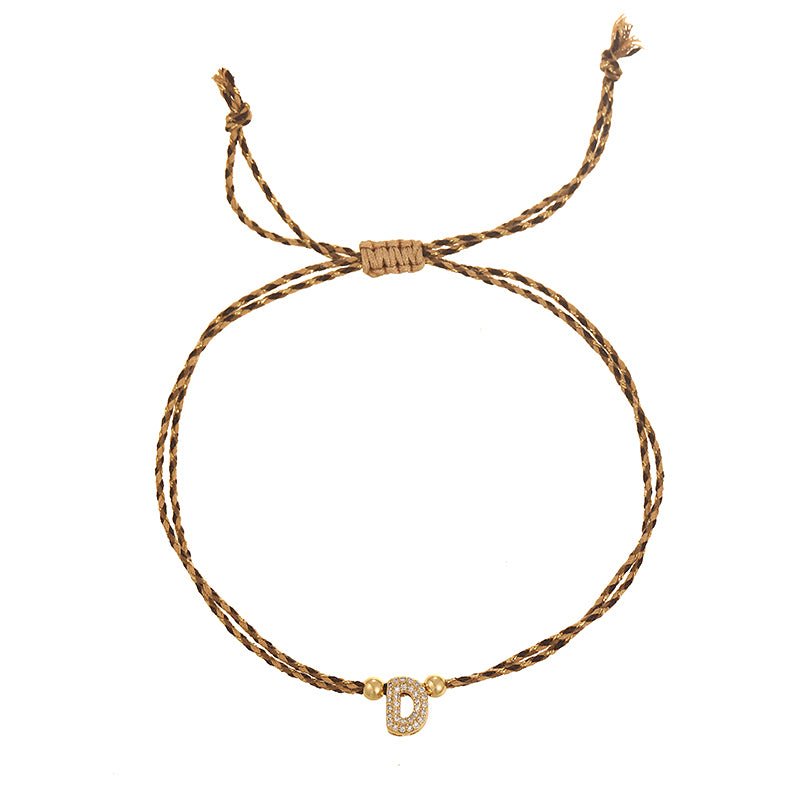 A Copper 26 Letter Beaded Double Layer Braided Bracelet (4mm)