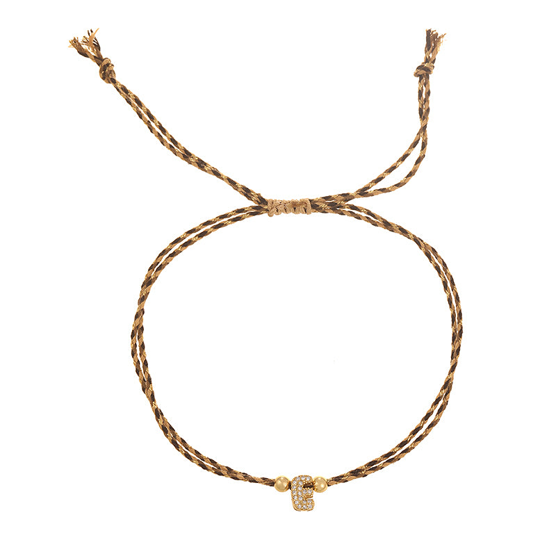 A Copper 26 Letter Beaded Double Layer Braided Bracelet (4mm)