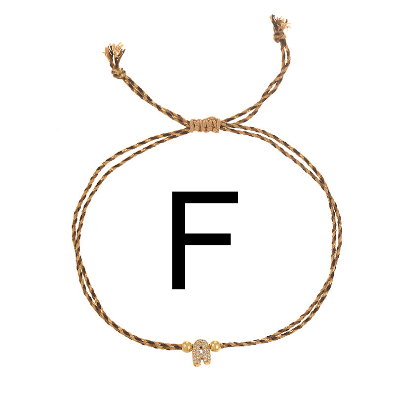 A Copper 26 Letter Beaded Double Layer Braided Bracelet (4mm)