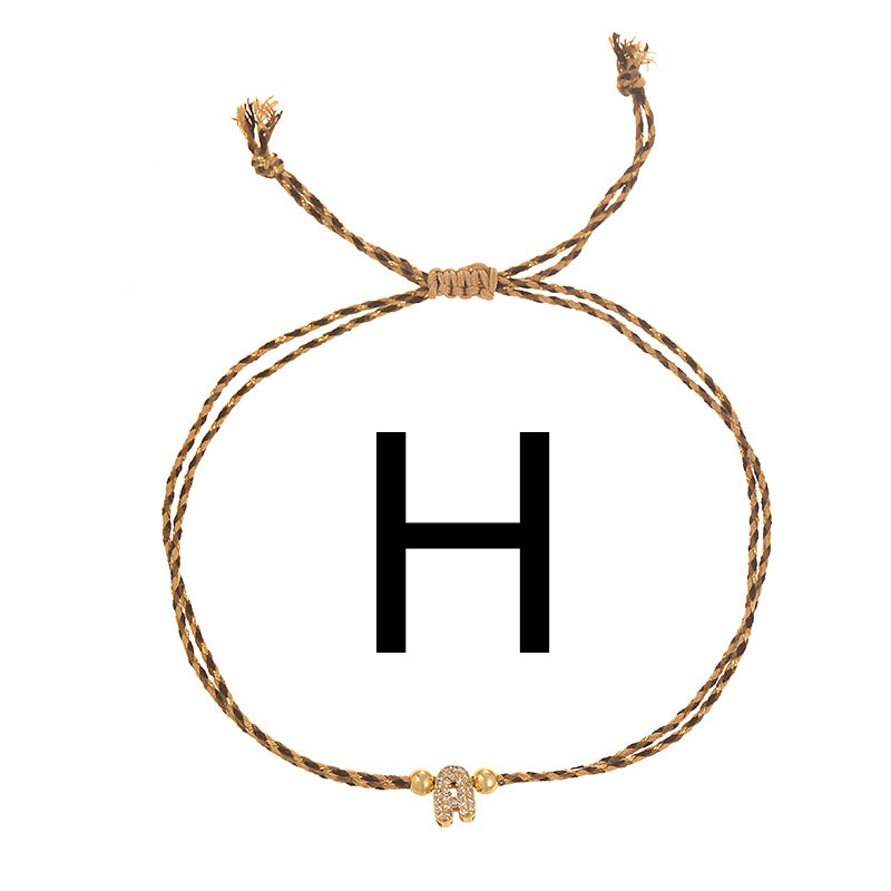 A Copper 26 Letter Beaded Double Layer Braided Bracelet (4mm)