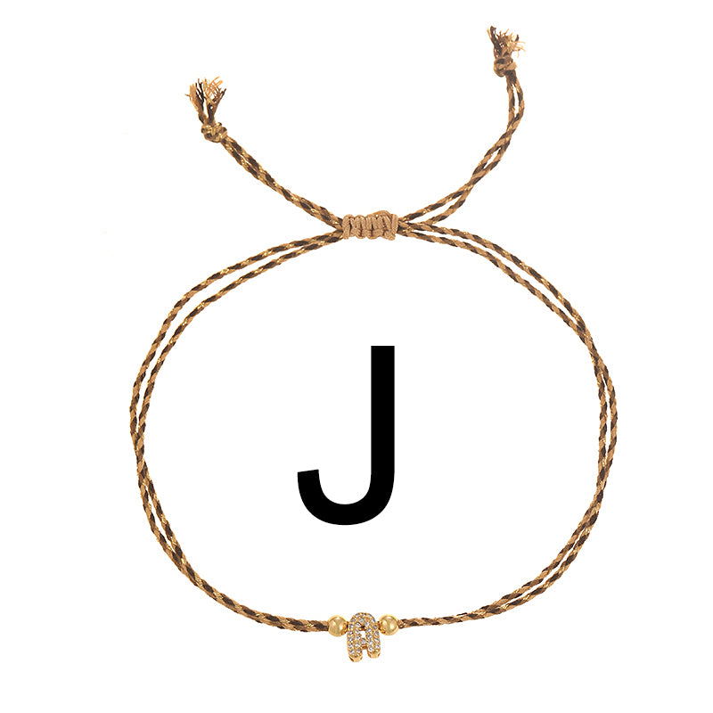 A Copper 26 Letter Beaded Double Layer Braided Bracelet (4mm)