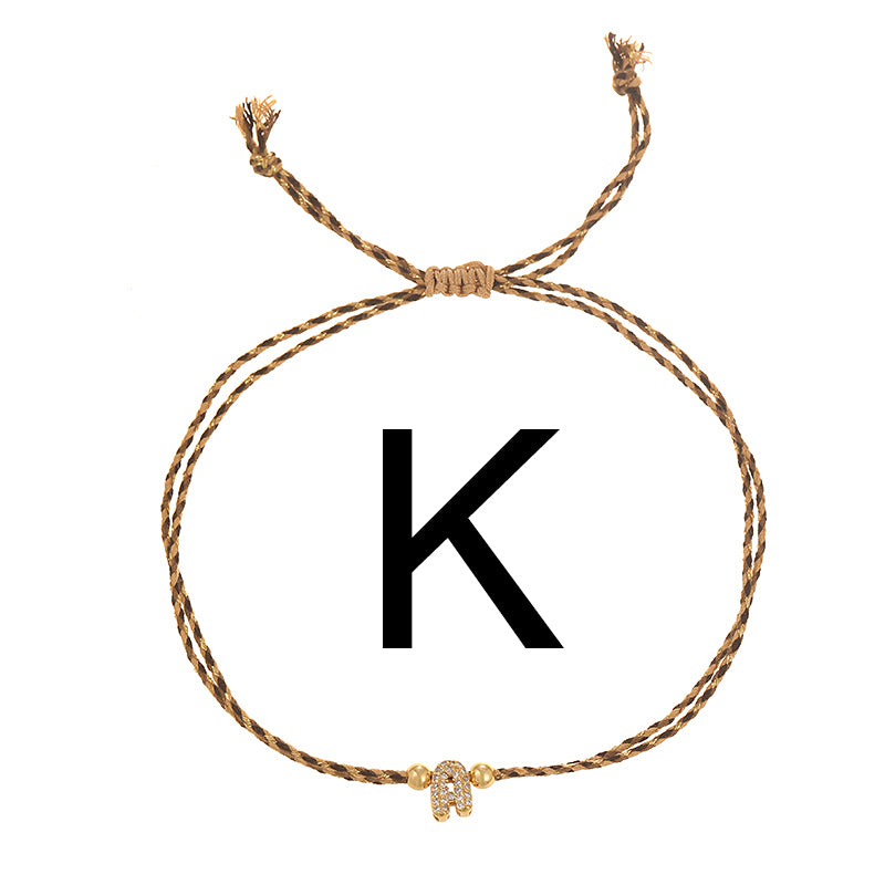 A Copper 26 Letter Beaded Double Layer Braided Bracelet (4mm)