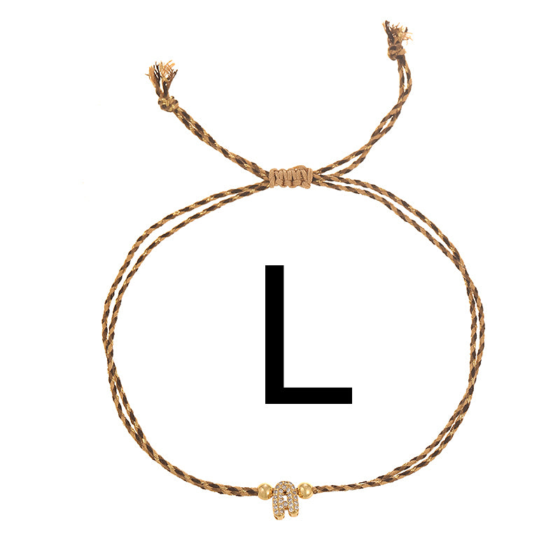 A Copper 26 Letter Beaded Double Layer Braided Bracelet (4mm)