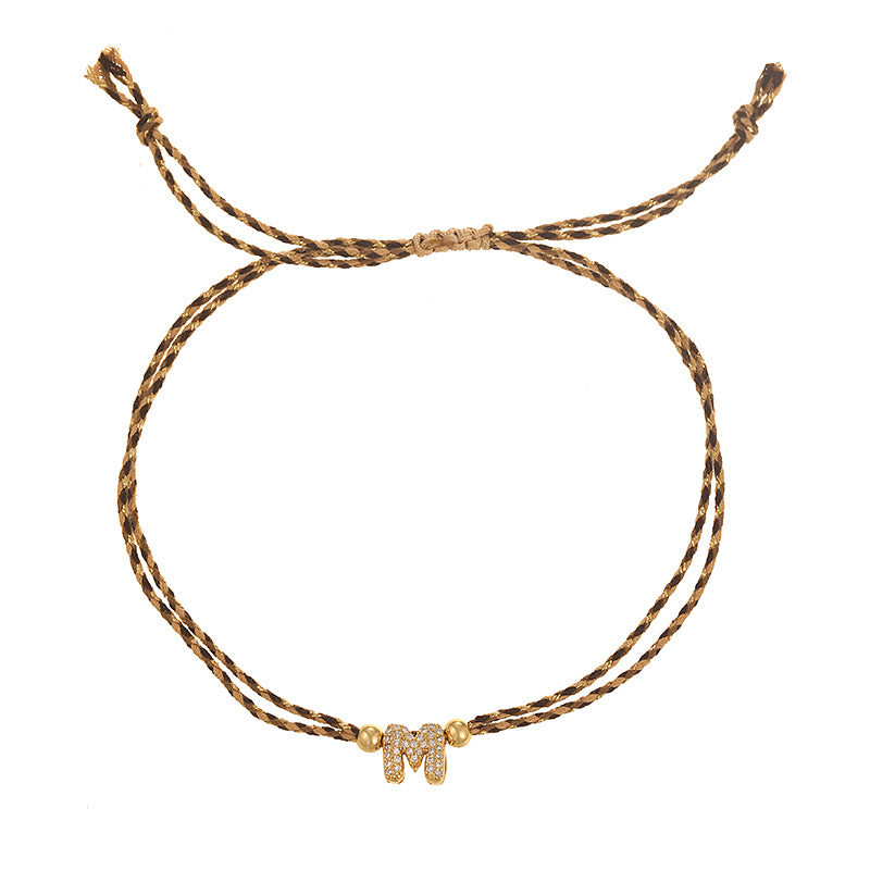 A Copper 26 Letter Beaded Double Layer Braided Bracelet (4mm)