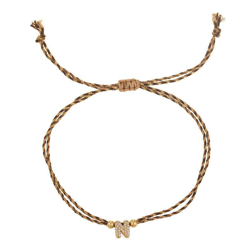 A Copper 26 Letter Beaded Double Layer Braided Bracelet (4mm)