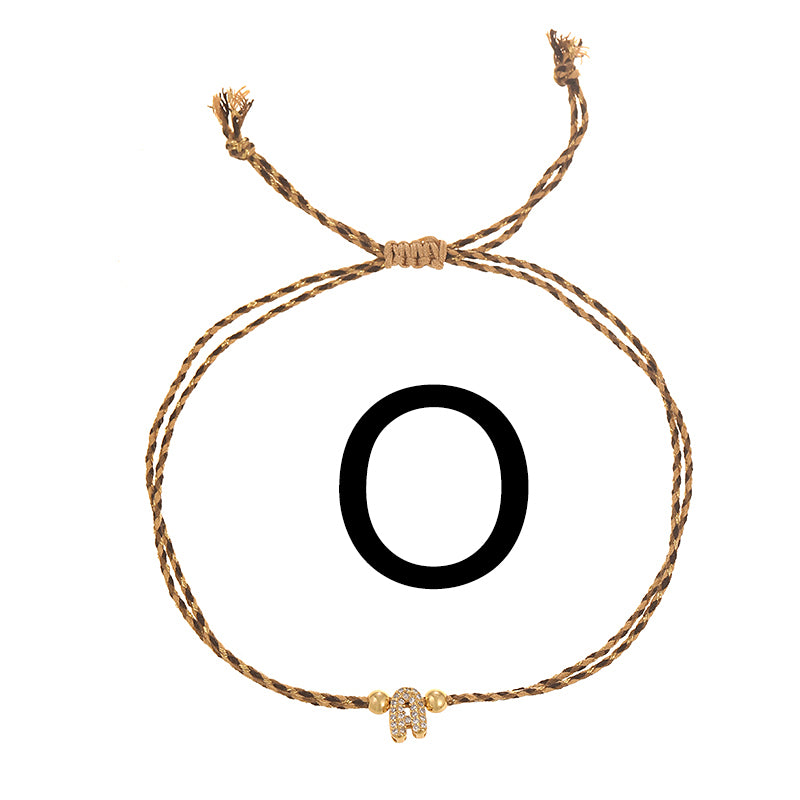 A Copper 26 Letter Beaded Double Layer Braided Bracelet (4mm)