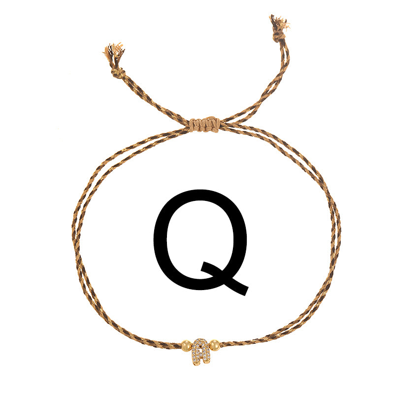 A Copper 26 Letter Beaded Double Layer Braided Bracelet (4mm)