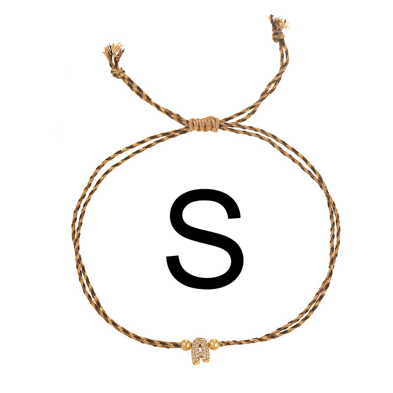 A Copper 26 Letter Beaded Double Layer Braided Bracelet (4mm)