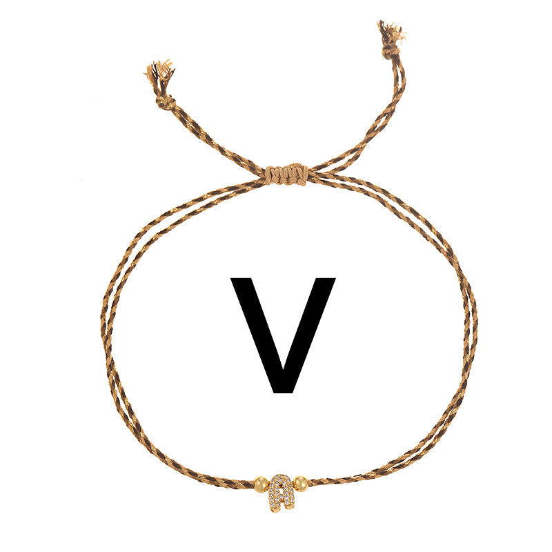 A Copper 26 Letter Beaded Double Layer Braided Bracelet (4mm)