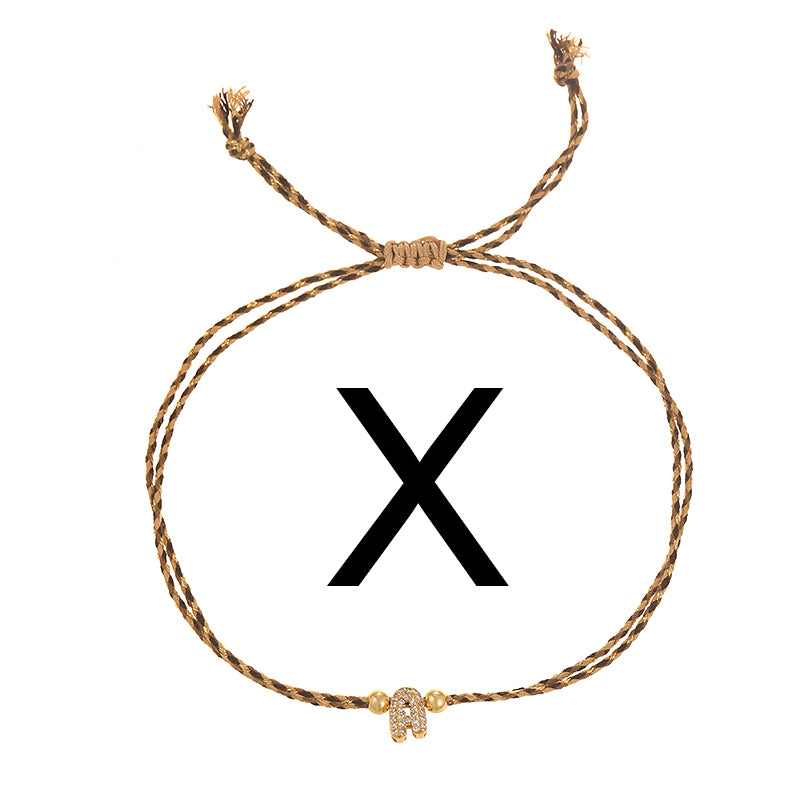 A Copper 26 Letter Beaded Double Layer Braided Bracelet (4mm)