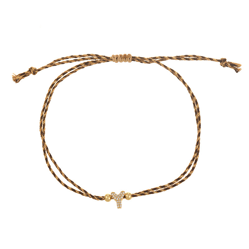 A Copper 26 Letter Beaded Double Layer Braided Bracelet (4mm)