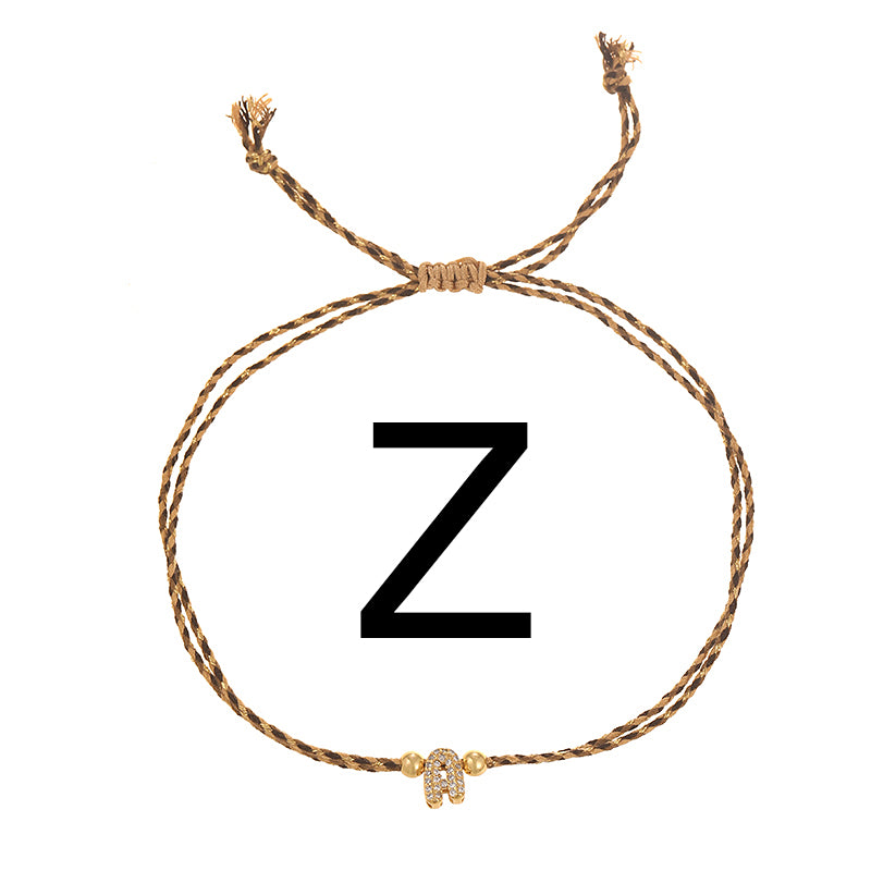 A Copper 26 Letter Beaded Double Layer Braided Bracelet (4mm)