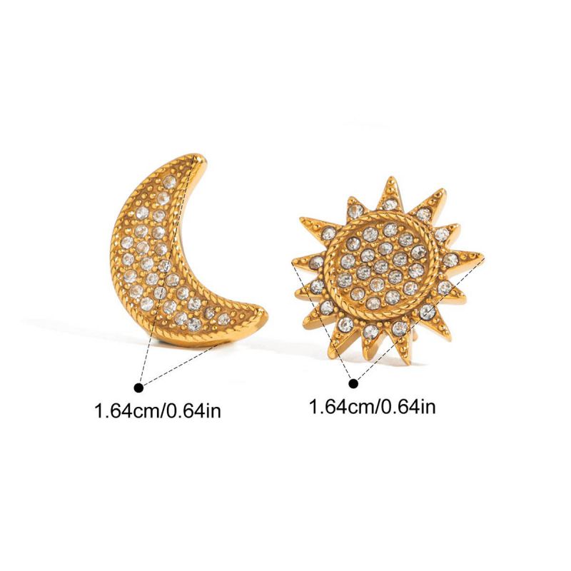 Gold Stainless Steel Diamond Five-pointed Star Earrings