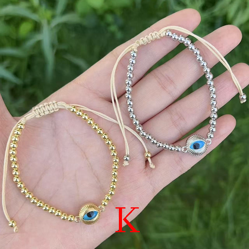 R Gold-plated Copper Beaded Eye Bracelet