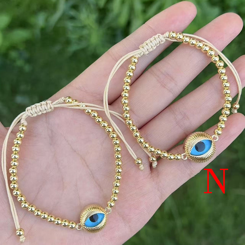 R Gold-plated Copper Beaded Eye Bracelet